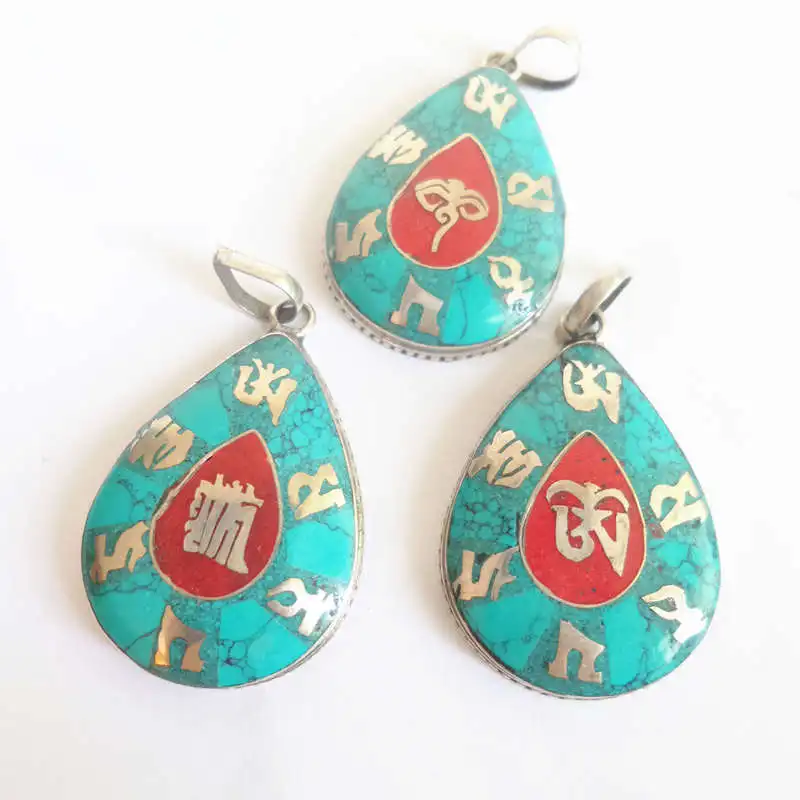 TBP428 Тибетские мантры амулеты OM KALACHAKRA Будда глаз Непал|drop charm|charms omamulet charm |