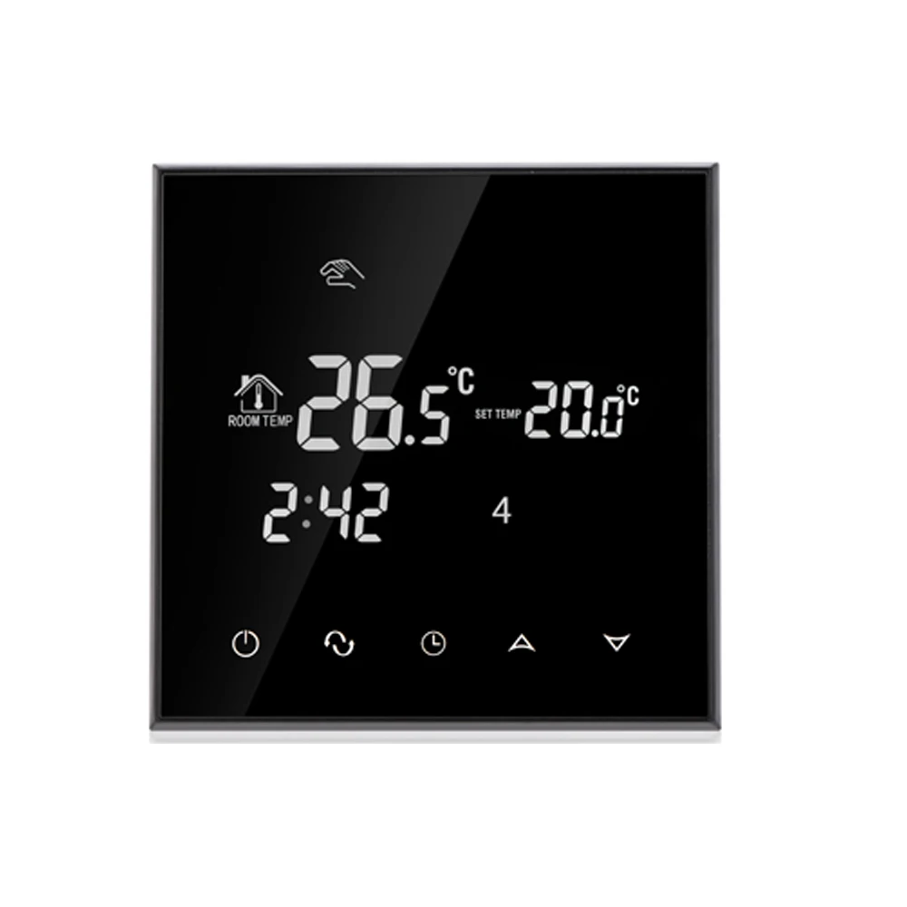

230V 110V 24VAC/DC Double sensor Programmable Touch Screen electric floor thermostat heating wiht EU