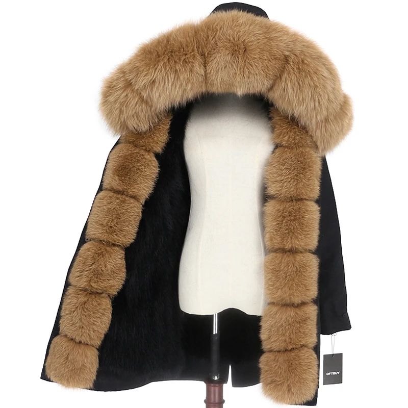 black black camel Брендовое пальто с натуральным мехом, водонепроницаемая парка, натуральный Лисий мех, капюшон, зимняя куртка для женщин, съемная верхняя одежда, уличная одежда, роскошная теплая - Цвет: black black camel