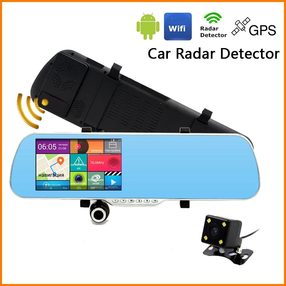 Автомобильный ВИДЕОРЕГИСТРАТОР Радар Детектор Двойная Камера WI FI Запись Android
