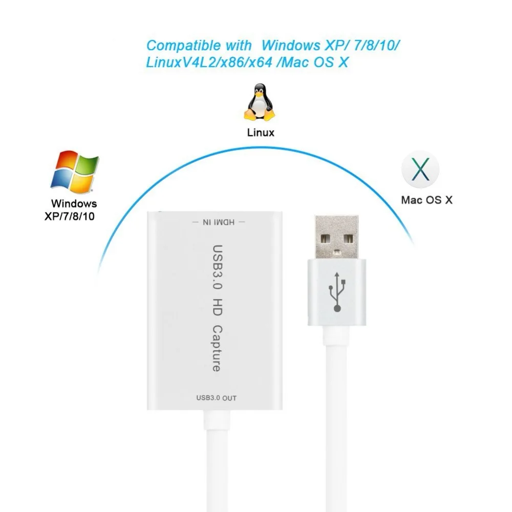 Высокоскоростной USB 3 0 HD ключ захвата HDMI вход в выходной адаптер конвертер Plug Play