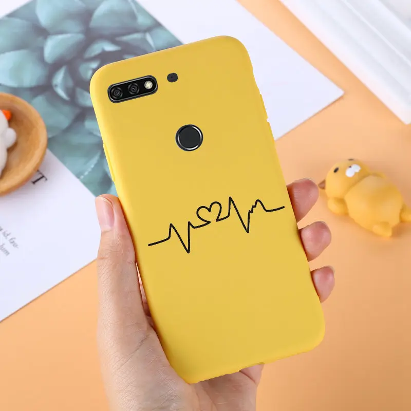 For Huawei Honor 7C Case Silicone Soft TPU Back Cover Cases 7 C/Honor7C 5.7inch Yellow Phone Bags |