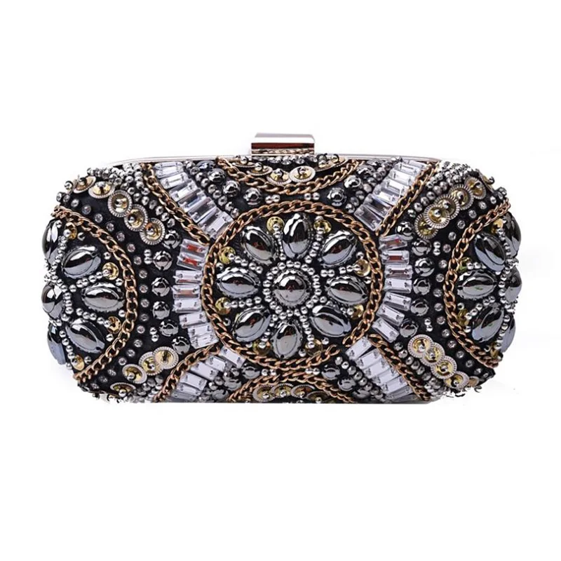Женские вечерние сумки с кристаллами в стиле ретро женские клатчи на цепочке