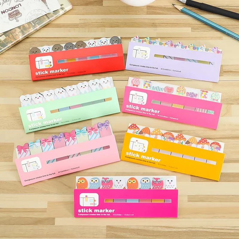 1 упак./лот Мультяшные животные липкий блокнот и бумажная Закладка Канцтовары для