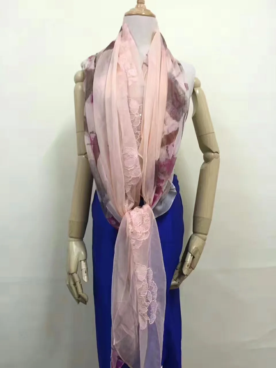 Новый Винтажный шифоновый шелковый вышитый шарф с цветочным узором шейные