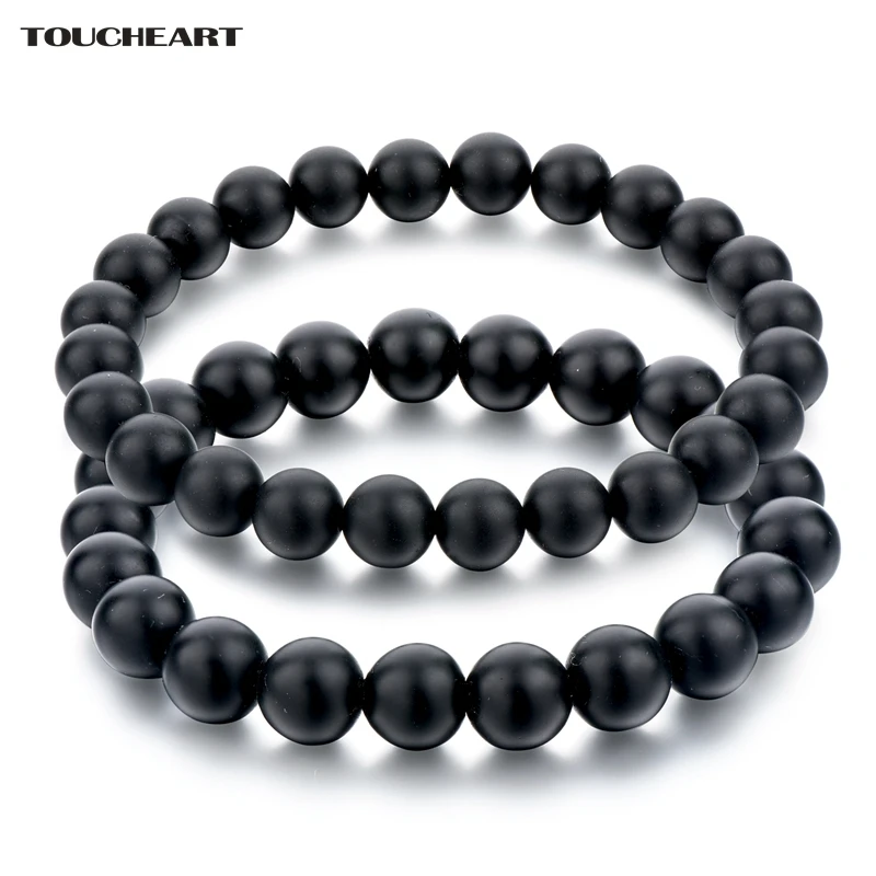 

TOUCHEART New Ethnic Natural Black Stone Beads Bracelets Bangles For Women Men Classical Brand Lovers Jewelry Bracelet SBR160310