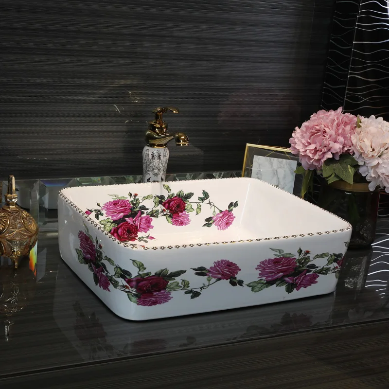 Керамическая раковина ручной работы прямоугольная столешница из