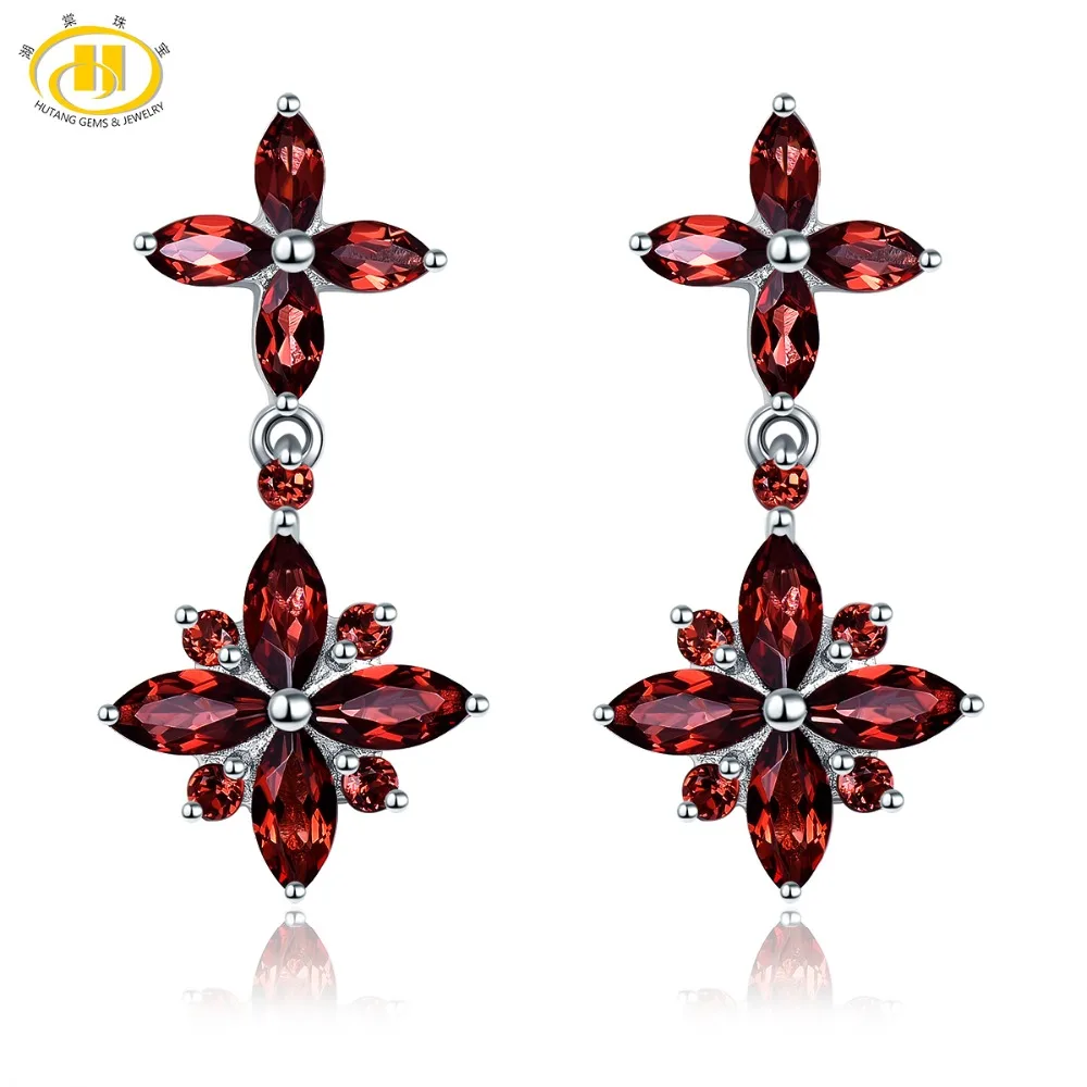 Женские серьги гвоздики в виде граната Hutang Элегантные классические красные из