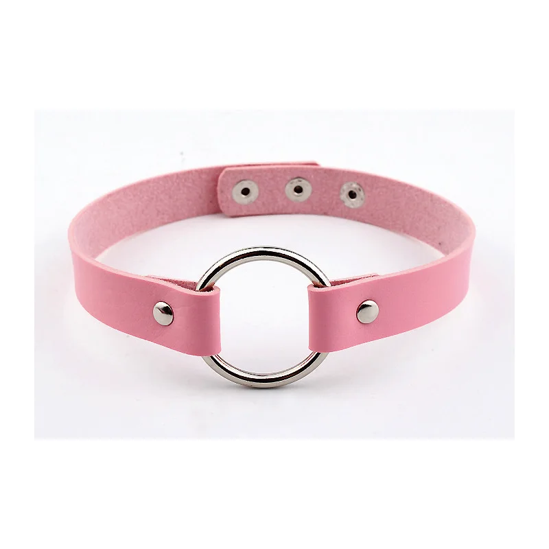 Модные украшения круглый кожаный чокер колье подарок для женщин Девушка ошейник