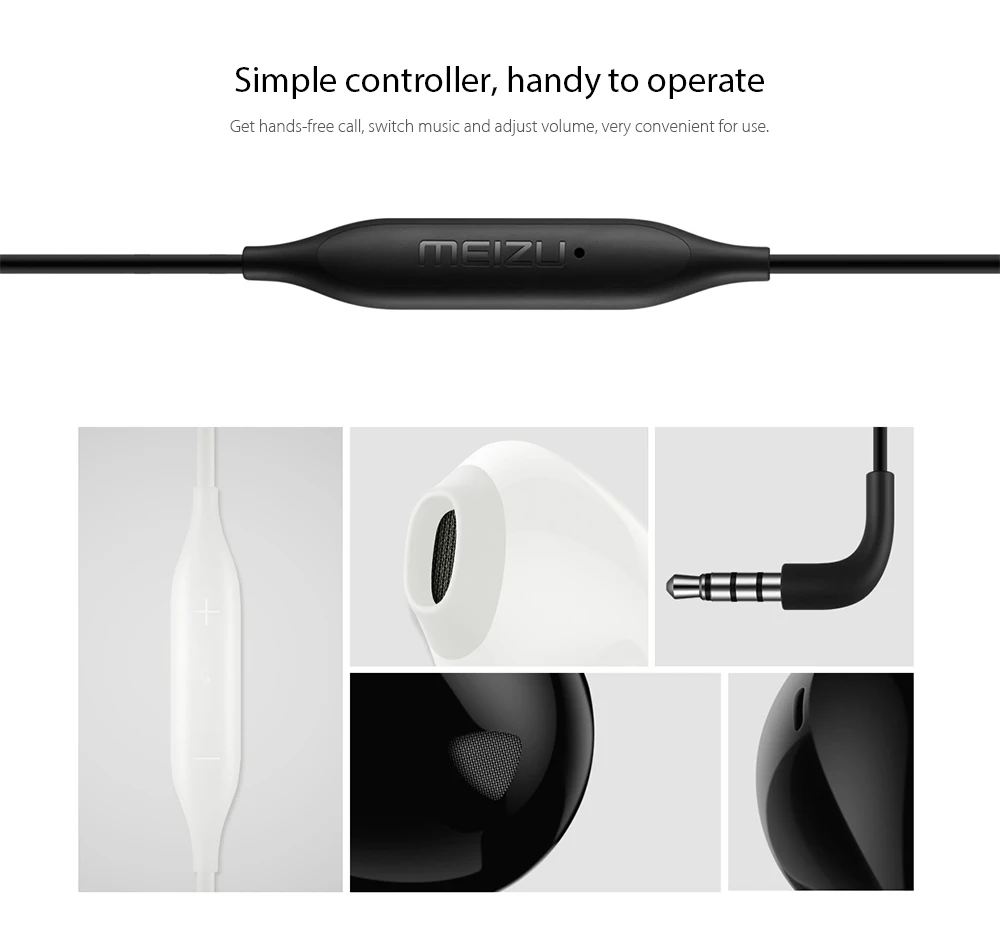 Meizu EP2X музыкальные наушники-вкладыши с микрофоном на шнуре управления 32 Ом динамическое Голосовое управление проводные наушники для спорта