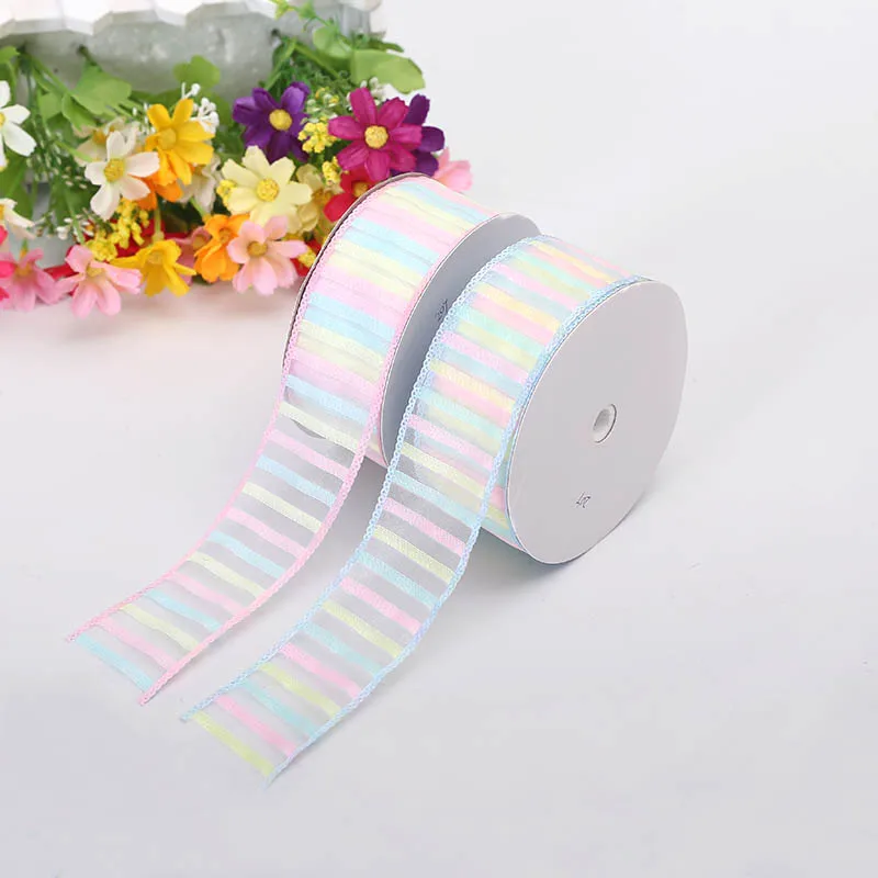 

New Crafts Printed Ribbon 3.8cm Three-Color Horizontal Bar Handmade Christmas Gift Packaging Mix With Colored Ribbons Decoration