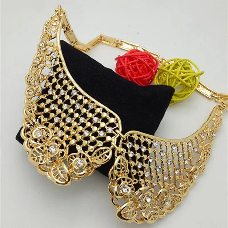 Модные свадебные ювелирные наборы золотого цвета для женщин Великолепные