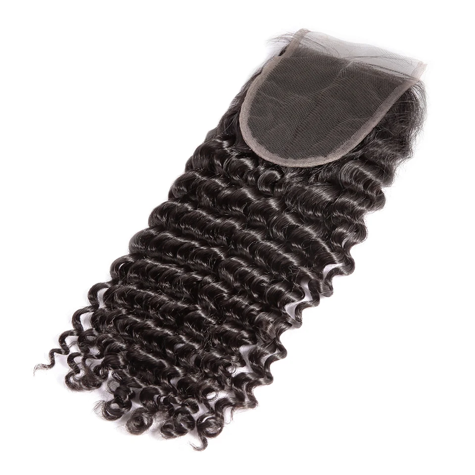 HJ WEAVE BEAUTY перуанское кружево Закрытие глубокие волнистые волосы 4 ''x 4'' 100%