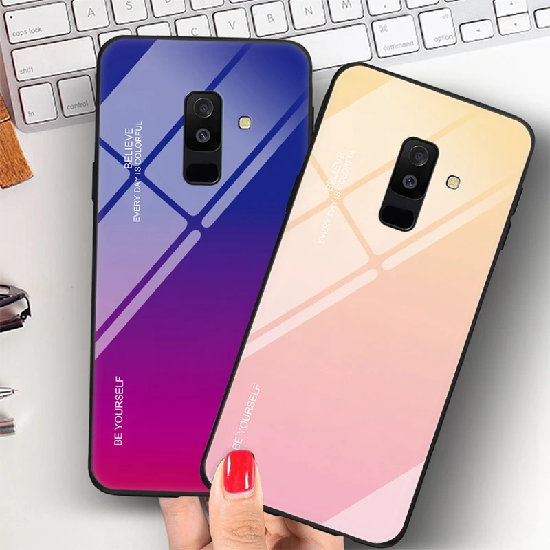Градиентный чехол Aurora для Samsung Galaxy A8 2018 A530 A530F A530F/DS из закаленного стекла SM-A530F