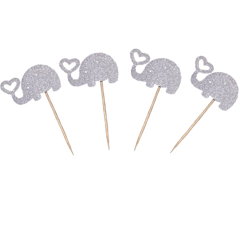 10 шт. блестящие топперы в виде слона для капкейков выпечки дня рождения вечеринки