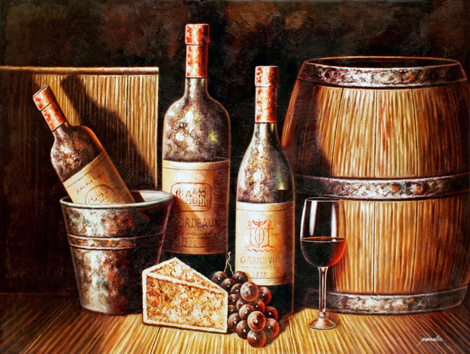 Бесплатная доставка набор красная винная бутылка картина маслом натюрморт