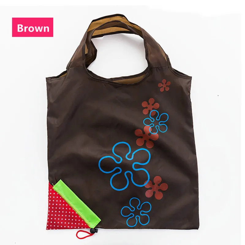 strawberry brown Милая сумка для хранения фруктов, складные сумки многоразового использования для покупок, складная нейлоновая сумка для продуктов, Большая вместительная домашняя Эко сумка-тоут, 1 шт - Цвет: strawberry brown