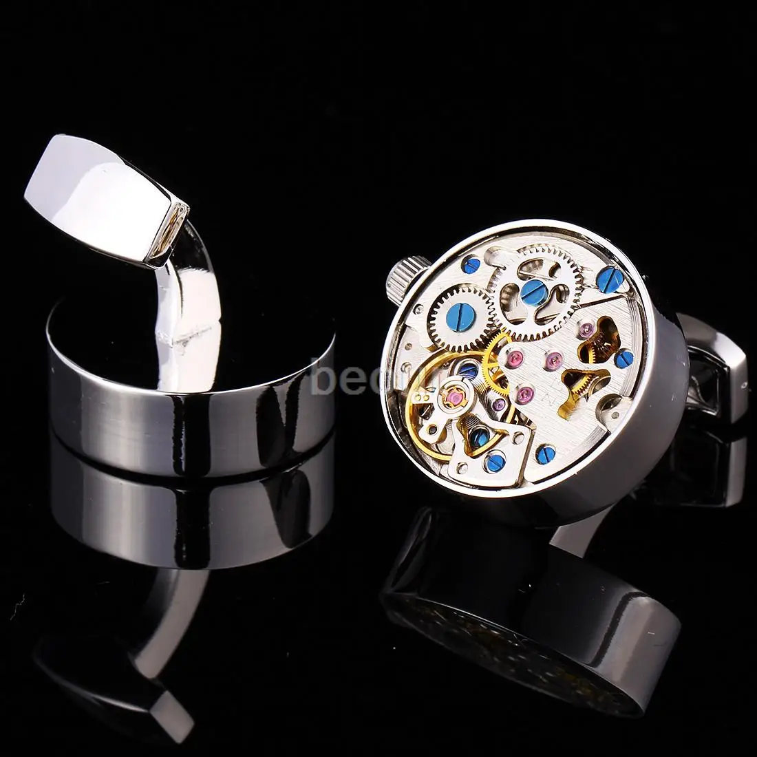 New Round Silver Cufflinks Shirt Mens Classic High Quality Cufflink Brand Watch Cuff Links 801028 | Украшения и аксессуары