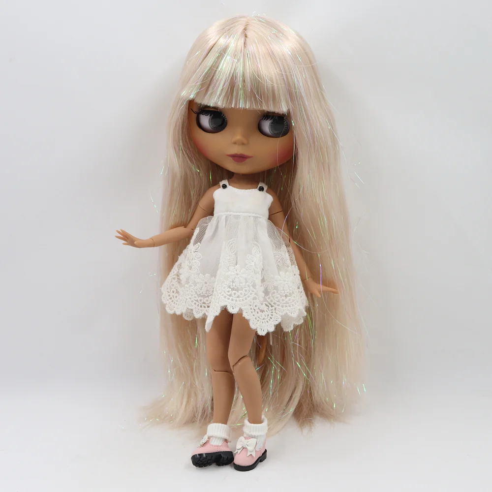 Blyth кукла 30 см темная кожа матовое лицо флэш смешанные золотые прямые волосы 1/6 шарнир тело ледяной SD DIY Высокое качество игрушки подарок
