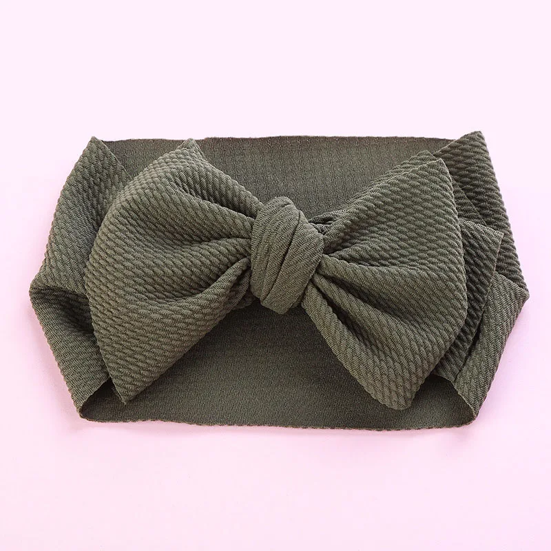 Style 2-Army green Большой бант Младенческая чалма, топ с бантом детские повязки на голову для девочек, регулируемый бант головная повязка в виде чалмы повязка на голову с большим бантом - Цвет: Style 2-Army green