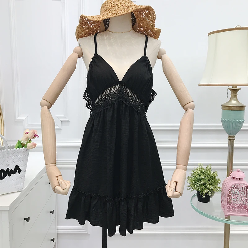 ALPHALMODA 2018 летнее Новое сексуальное пляжное платье с v-образным вырезом открытой