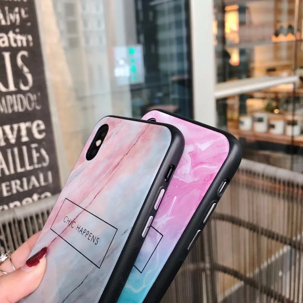 Супер модные Мрамор зерна Pattern Blue Light закаленное Стекло жесткий Пластик чехол для