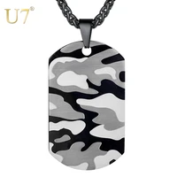 u7 camouflage dog tag necklace for men stainless steel soldier army male pendant outdoor sport jewelry gift free engraving n1129