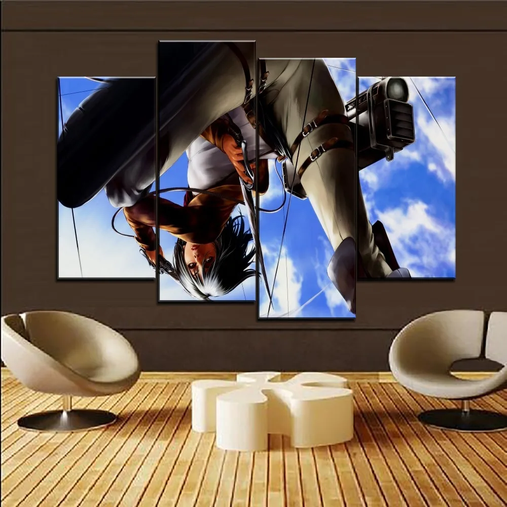 Рамки 4 шт. HD печати большой анимационная Живопись Холст Wall Art для косплея по аниме