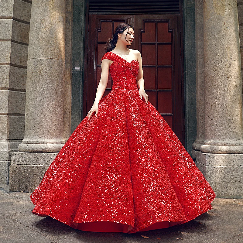 Женское вечернее платье на одно плечо Zuhair Murad роскошное красное бальное по случаю