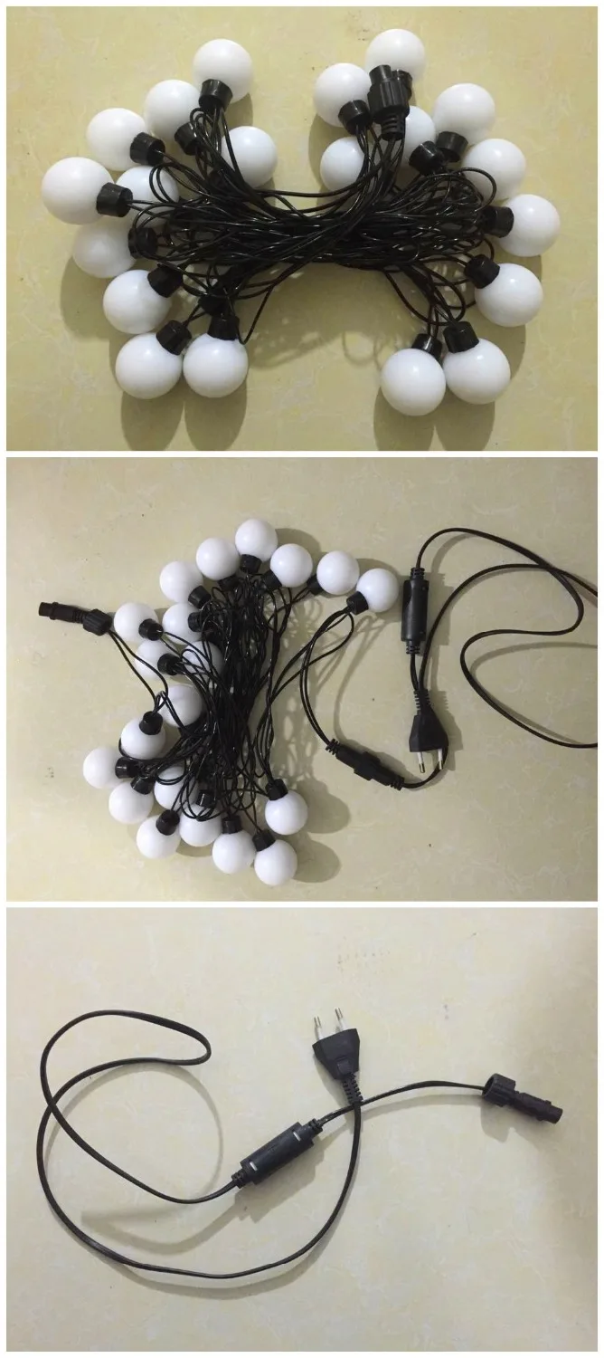 Светодиодная Рождественская гирлянда с теплым белым светом тип шара диаметр 40 мм