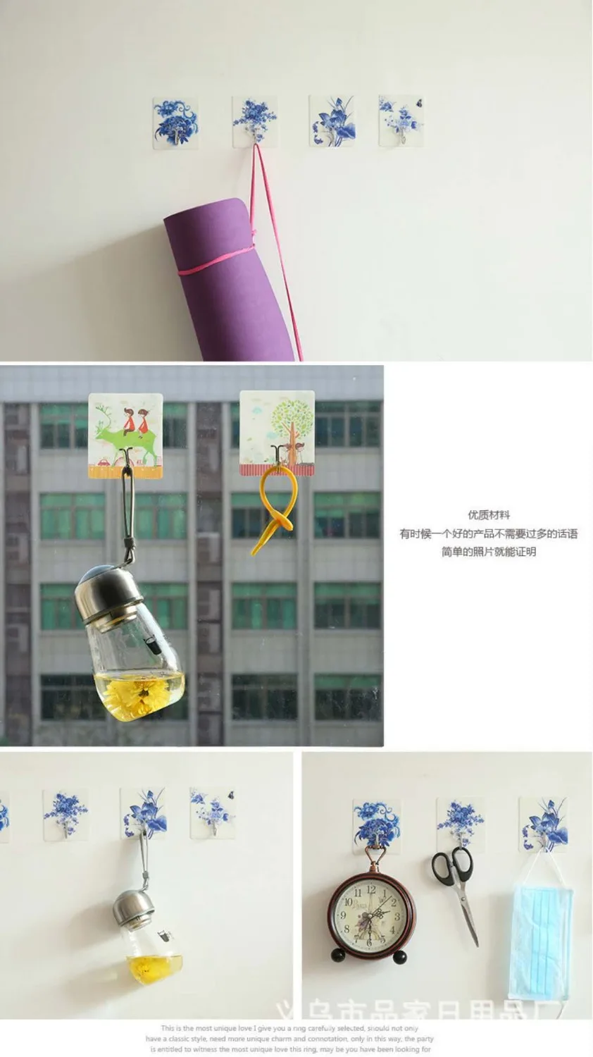 Настенный крюк крепкий настенный дверной крючок Lucky clover прозрачный для кухни