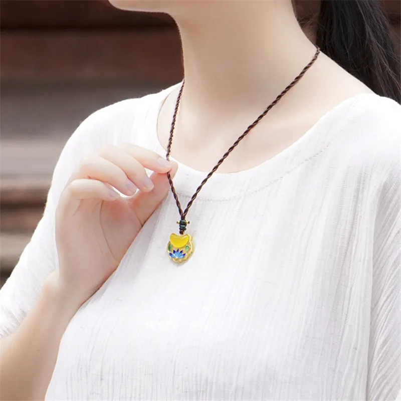 new arrival women necklace yellow lotus pendant bohemia jewelry accessories wholesale retail sweater choker necklaces BX070 | Украшения и