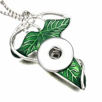 interchangeable 282 the elves leaves pendant necklace fit 12mm 18mm buttons women charm jewelry with iron chain gift 60cm