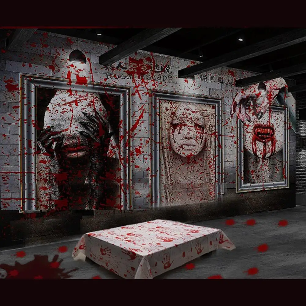 

Taoup Scary Dispable Tableware Bloody Hands Halloween Table Cloth Horror Castle Haunted House Table Cover Decor Halloween 2018