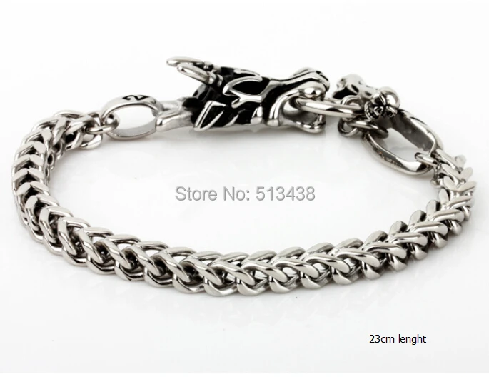 Мужской простой элегантный браслет 9 дюймов Байкерская цепь из нержавеющей стали