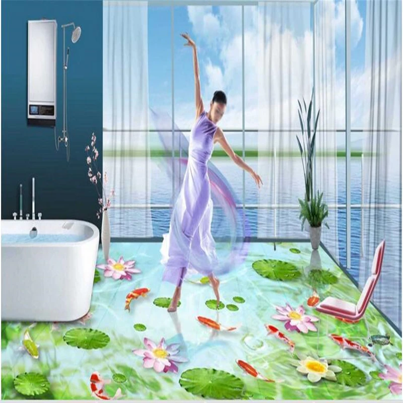 Beibehang пользовательские нетканые обои Bishui Qingtan вода Рыба напольное покрытие для
