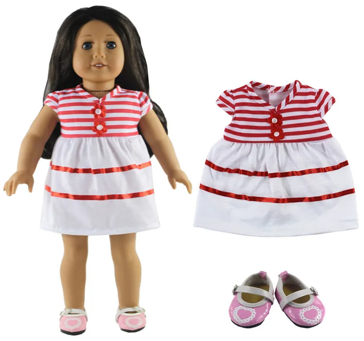 

Hot sell! 1 set Leisure handmade dress clothes outfit Princess skirt for 18"American Doll+Shoes L15