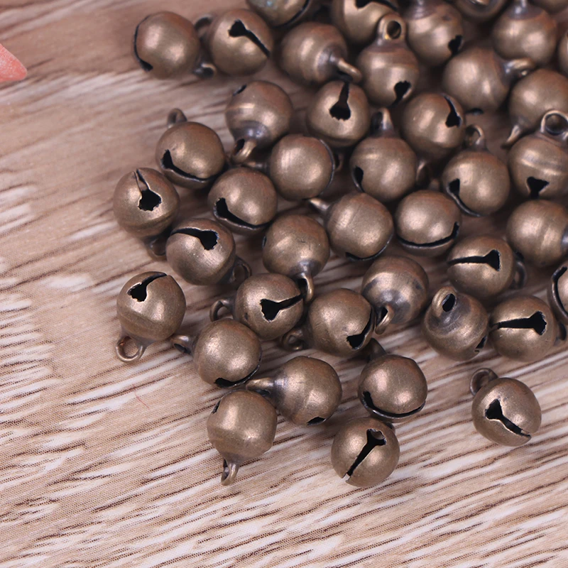 

50Pcs/set Vintage Style Bronze Color Brass Small Jingle Bell Pendant Charm Jewelry Loose Spacer Beads for Jewelry Making