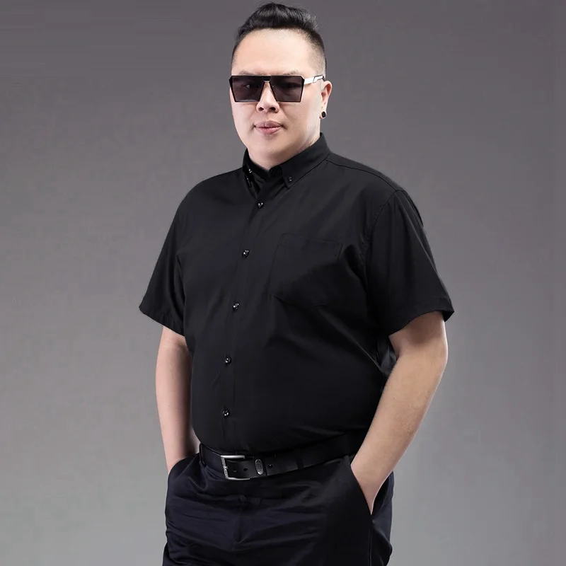 Мужская формальная рубашка 9XL 10XL черная с коротким рукавом большого размера 12XL