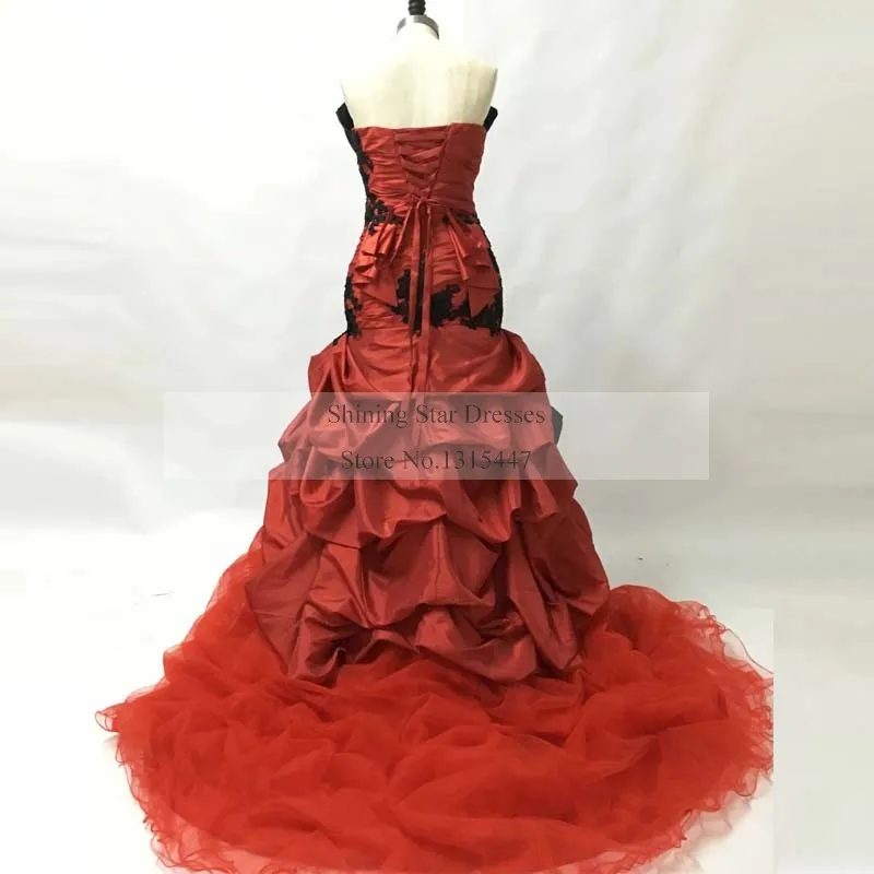Готические красные и черные свадебные платья русалки 2018 LORIE Vestido De Novia кружевные