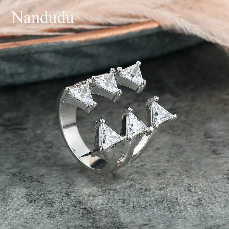 Nandudu новые открытые Каффа с Цирконом кольца для женщин высокого уровня