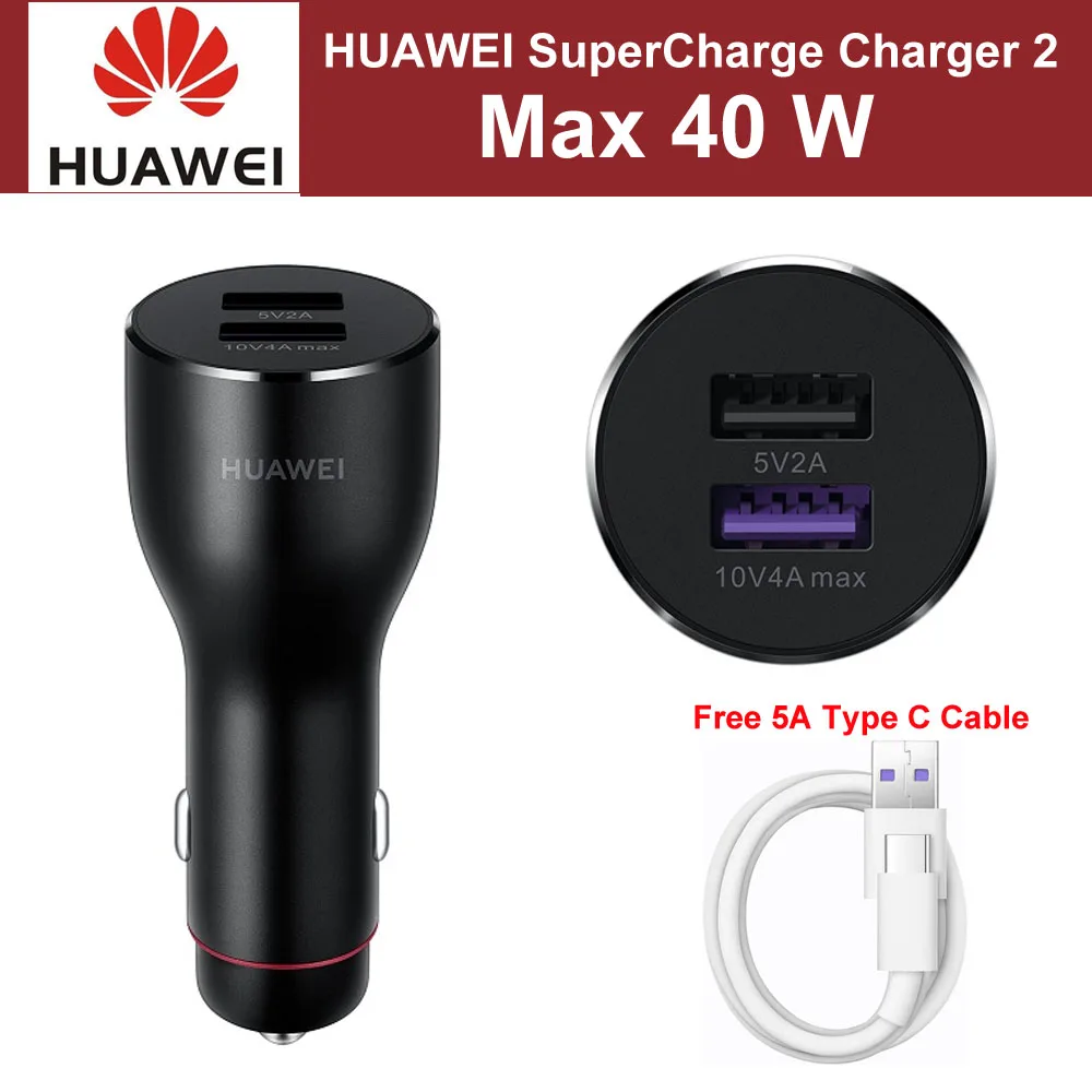 Автомобильное зарядное устройство Huawei SuperCharge 40 Вт 5 В 4 5a для Mate 30 20 Pro X P40 HONOR V30 V20