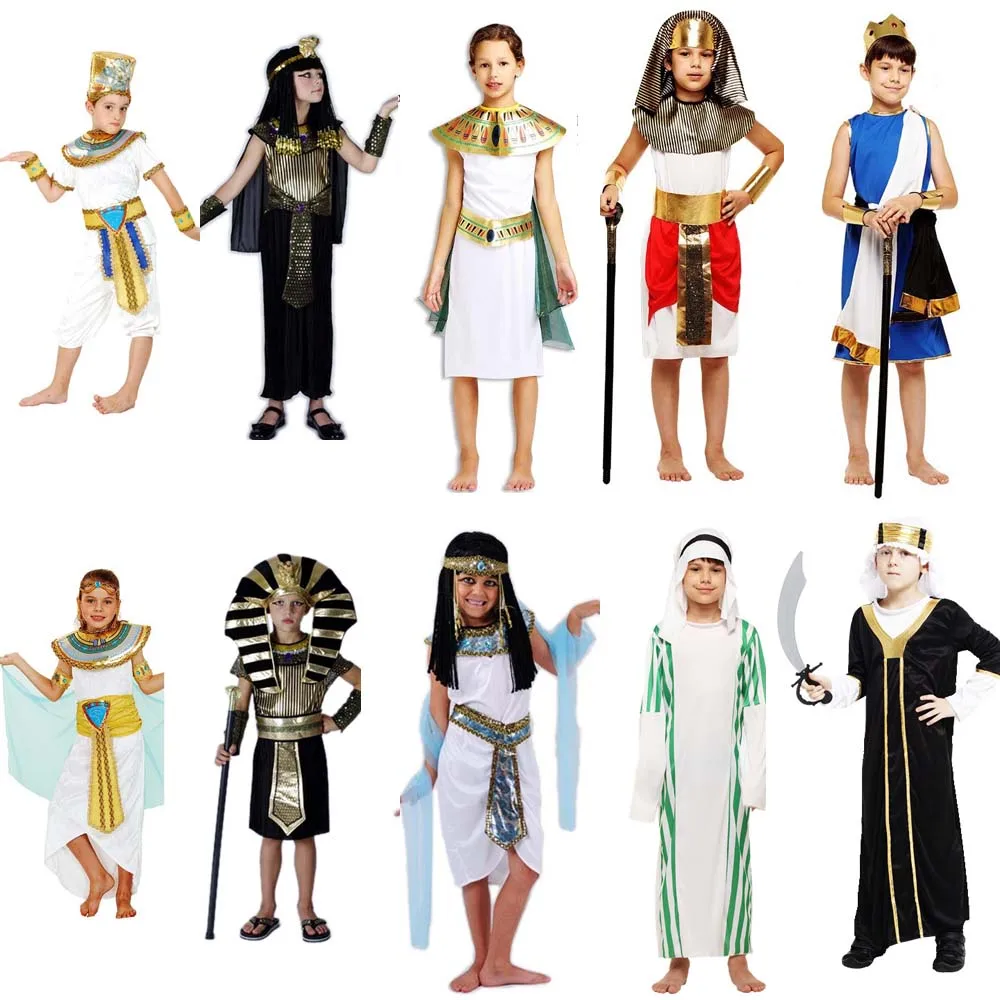 Kids Boys Girls Egypt Arab Prince Princess Costume Children Roman Cosplay Costumes Carnival Party Purim Halloween Christmas| |