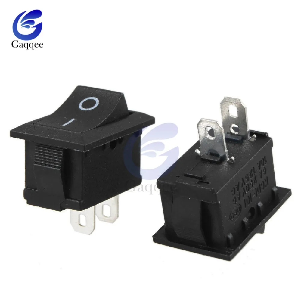 Черный кнопочный мини-переключатель 6A-10A 250V KCD1-101 2Pin Snap-in On/Off кулисный