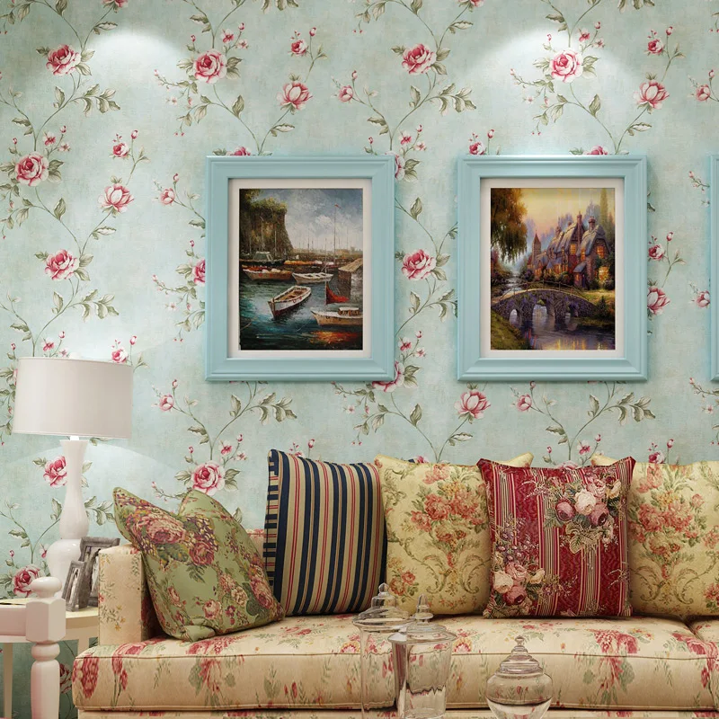 

Romantic purple pink roses wallpaper living room bedroom background wall wedding room personalized box decorated wallpaper