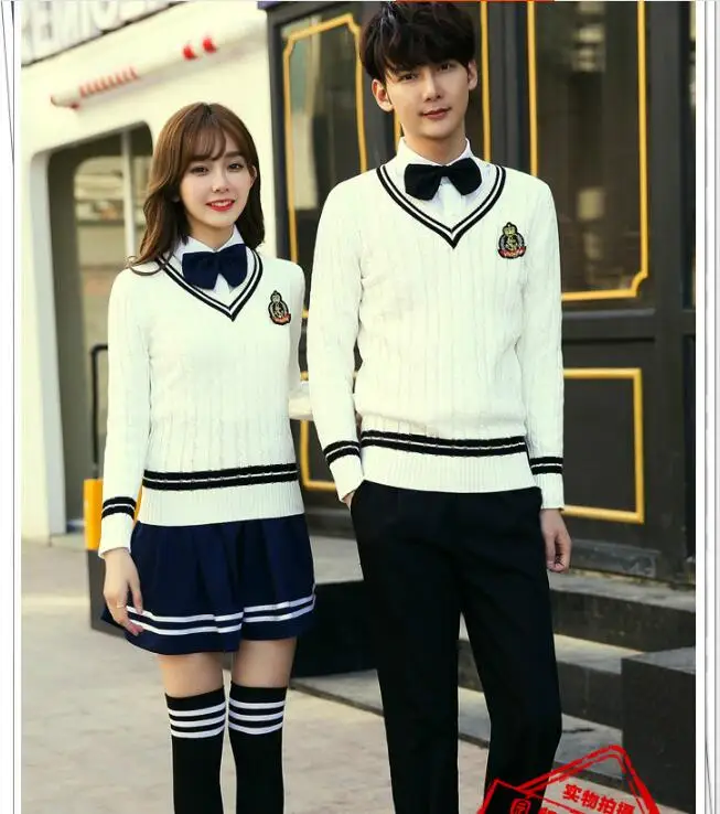 Школьная форма в британском стиле вязаная кофта для студентов костюм 5XL зимний