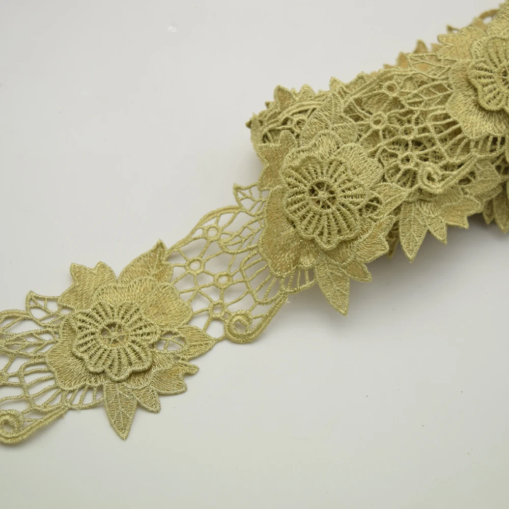 10yards 7.5CM WIED Flower Lace Vintage Style Gold Tone Wedding Dress Sewing Craft DIY | Дом и сад