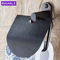 toilet paper holder waterproof cover creative aluminum bathroom roll paper holder black paper towel holder wall mounted