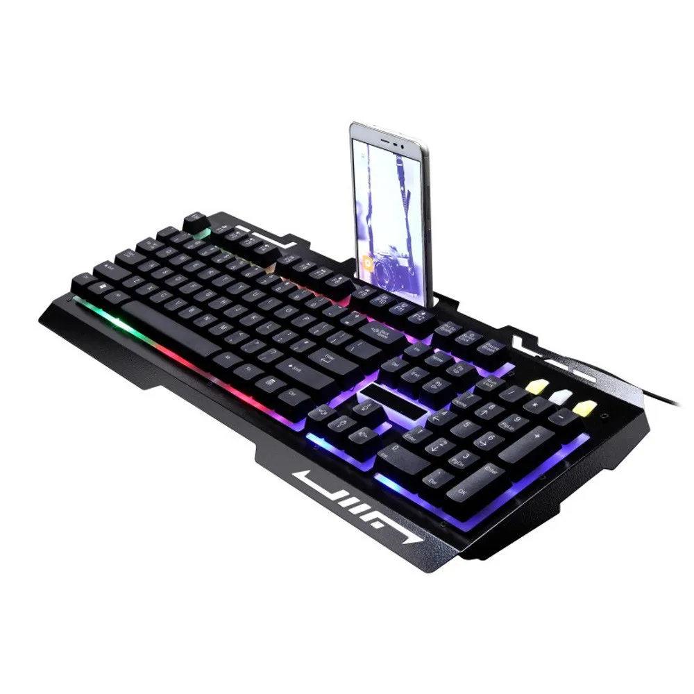 Игровая клавиатура светодиодная Радужная цветная подсветка USB Проводная мышь