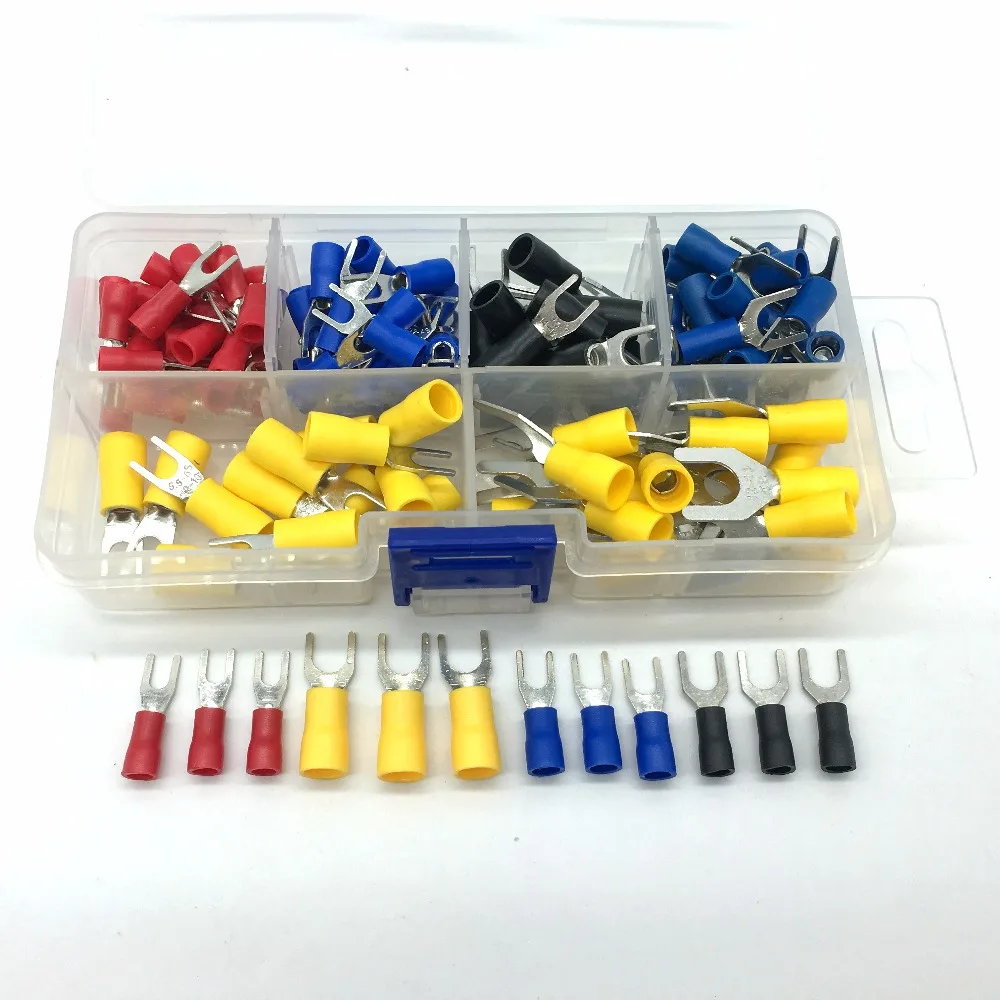 

110pcs Spade terminal Copper Crimp Connector Insulated Cord spade End Terminal set Wire terminals connector